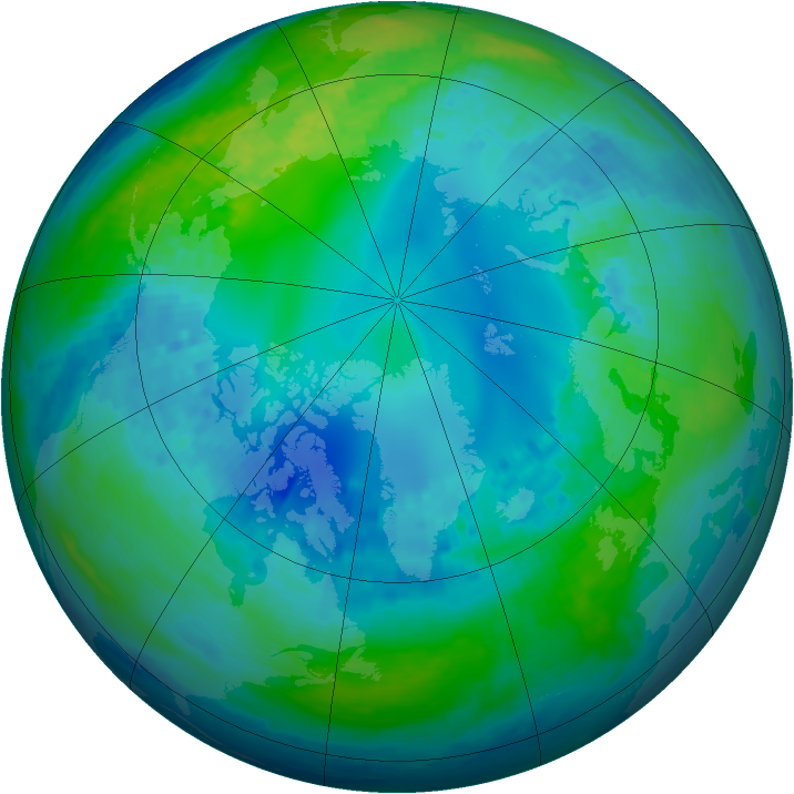 Arctic ozone map for 29 October 2002